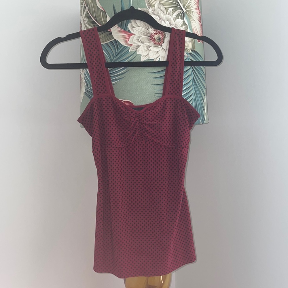 Red & Black polka dot tank